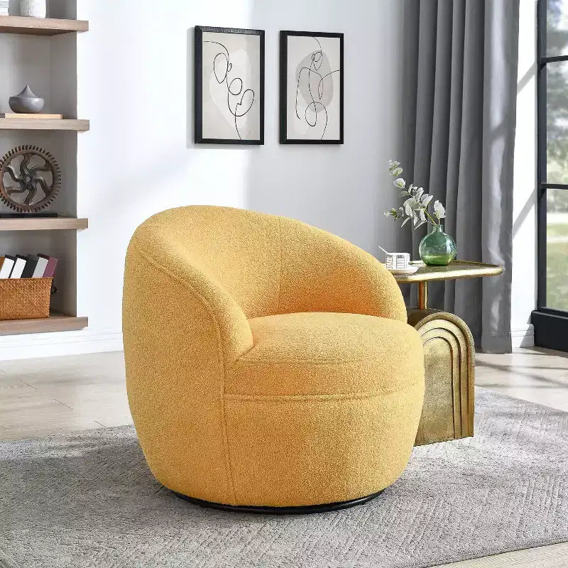 Fauteuil baril pivotant Roundhill Furniture Galleria 360 en similicuir sherpa