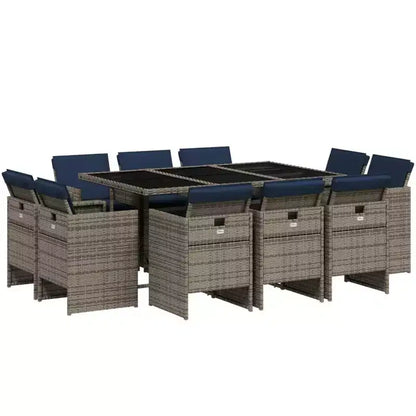vidaXL Salon de jardin 10 places pliable en résine tressée grise