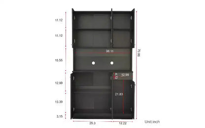 Mobile Contenitore a 6 Ante, Armadio Alto 180 cm e Mobile da Cucina con Cassetto e Ripiano Aperto, Credenza da Cucina e Mobiletto per Camera da Letto in MDF