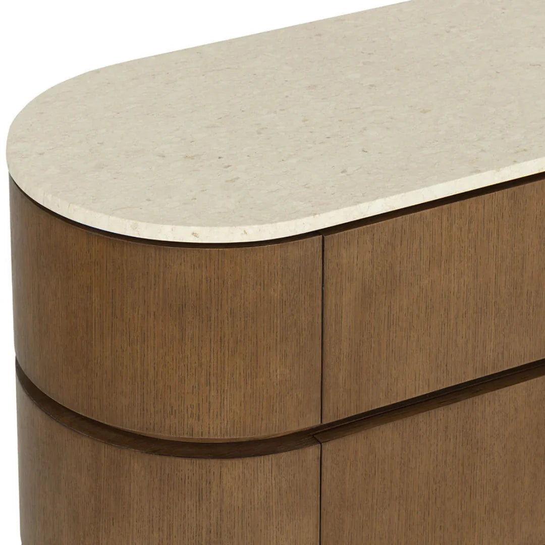 Cassettiera Sculptural in Marmo Organico con Ante e Cassetti - Camera da letto | Finitura Lucida