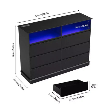 Comò per camera da letto, cassettiera a 6 cassetti, mobile a 6 cassetti con spazio aperto, armadietto moderno di grande capacità, soggiorno, corridoio