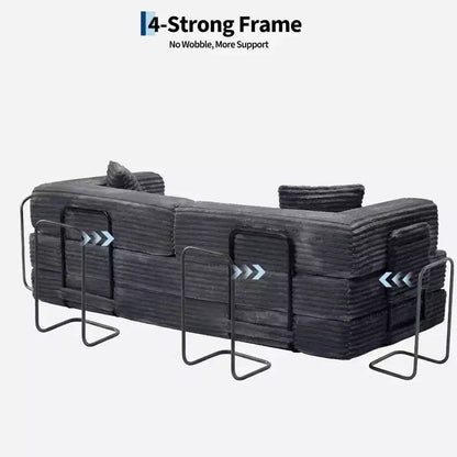 80,7 Divano letto trasformabile 5 in 1 – Velluto a coste, 544 kg, Nessun assemblaggio