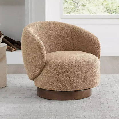 Fauteuil d'appoint pivotant Spruce&Spring en tissu avec base en bois