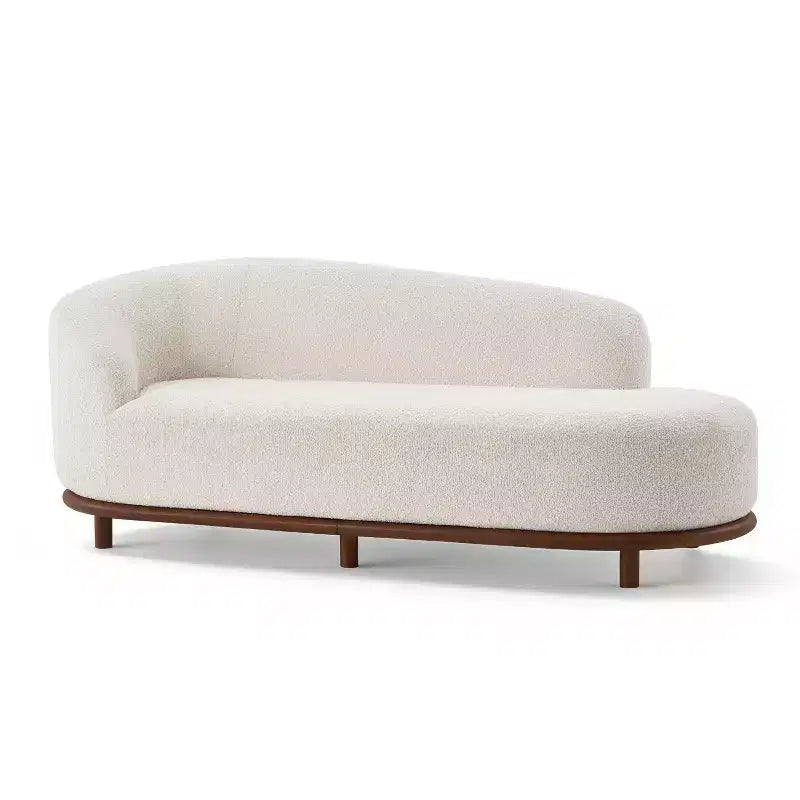 ModernLuxe Chaise Longue, Divano Moderno Metà Secolo con Struttura in Legno di Gomma, Daybed Orientato a Sinistra per Soggiorno