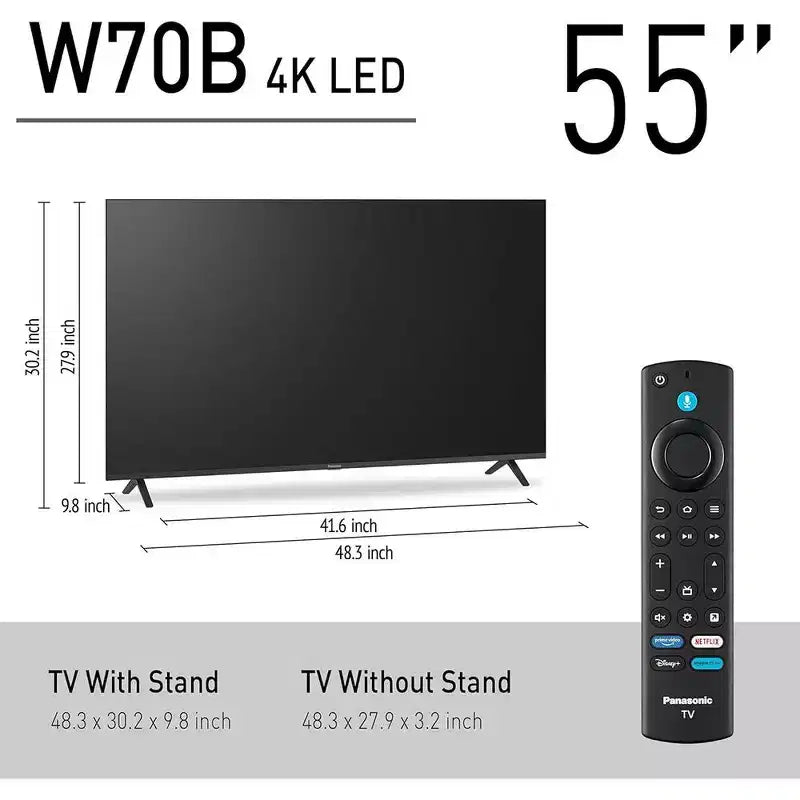 Panasonic Serie W70 Smart TV LED 4K Ultra HD da 55" con Fire TV, Soundbar, supporto e accessori