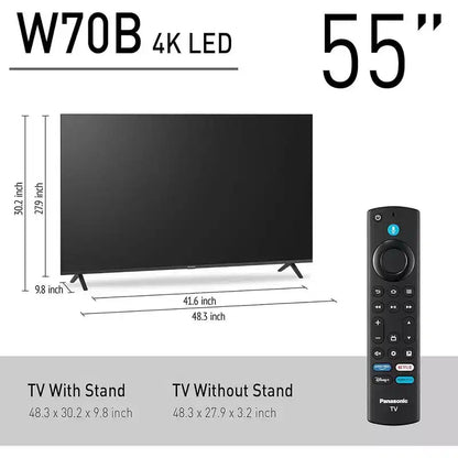 Panasonic Serie W70 Smart TV LED 4K Ultra HD da 55" con Fire TV, Soundbar, supporto e accessori