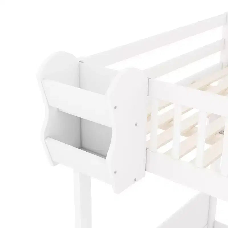 Letto a soppalco Queen Size con scaletta, armadio e scaffali - MDF, 295 kg