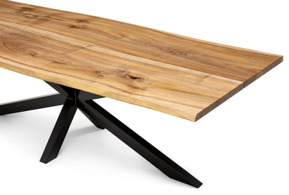 Table à manger en noyer avec pied araignée - Fabriquée à la main en bois massif - cette magnifique table en noyer avec pied araignée est une pièce maîtresse