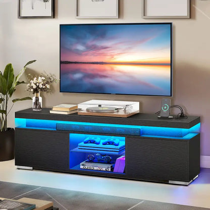 Meuble TV moderne Moasis pour TV 43-65 - Meuble TV console multimédia avec lumières LED