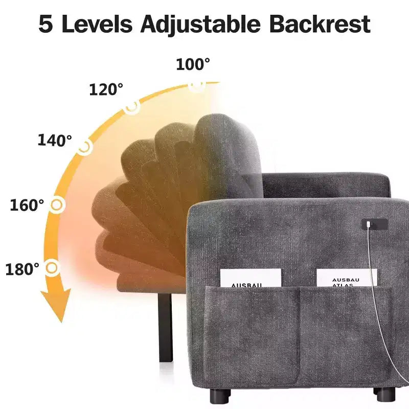 Divano letto estraibile a quattro posti Dyonery da 105 pollici con contenitore, tasche laterali, schienale regolabile, convertibile