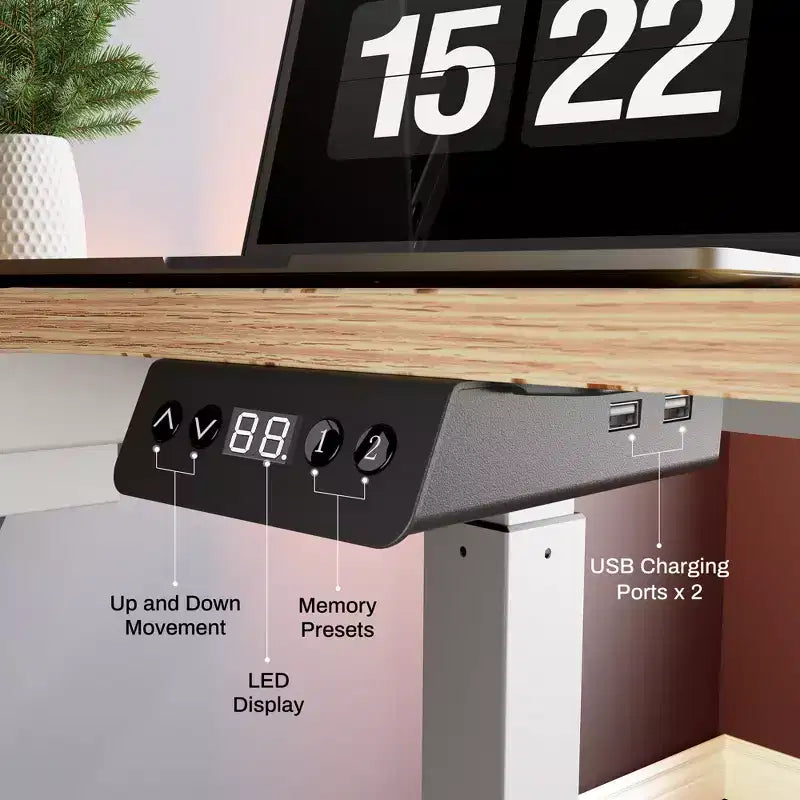 Scrivania angolare EUREKA ERGONOMIC 60x23 regolabile in altezza con set di accessori