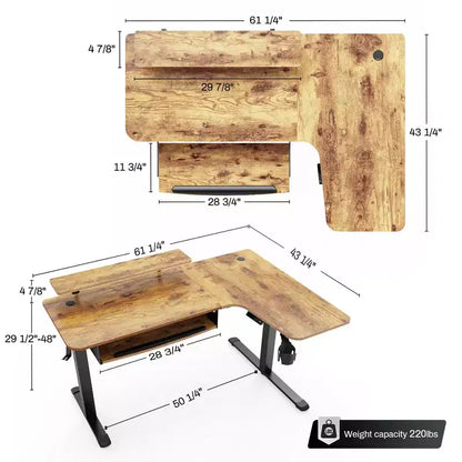 Scrivania angolare EUREKA ERGONOMIC 60x23 regolabile in altezza con set di accessori