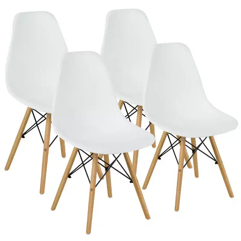 Costway Set di 4 Sedie da Pranzo Moderne Senza Braccioli per Casa e Ufficio con Gambe in Legno Bianco/Nero/Blu