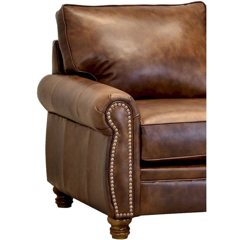 Divano in pelle Cabot marrone pieno fiore