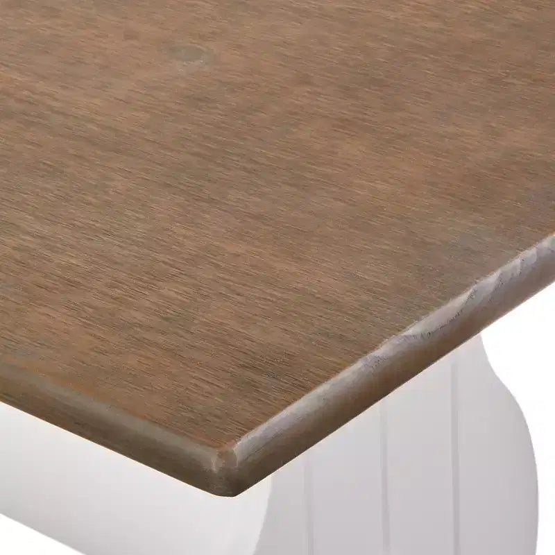 Buylateral Lot de 3 ensemble de salle à manger d'angle pour petit-déjeuner en bois massif Washington Farmhouse blanc/noyer foncé : en forme de L, pin massif, banc de rangement