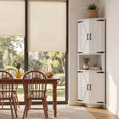 COZONY 65 Armadietto angolare rustico con ante e ripiani regolabili, Armadietto alto per dispensa ad angolo per cucina soggiorno