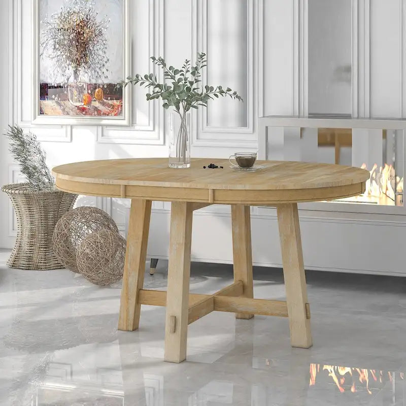 Tavolo da pranzo rotondo allungabile in legno con 16 inserti
