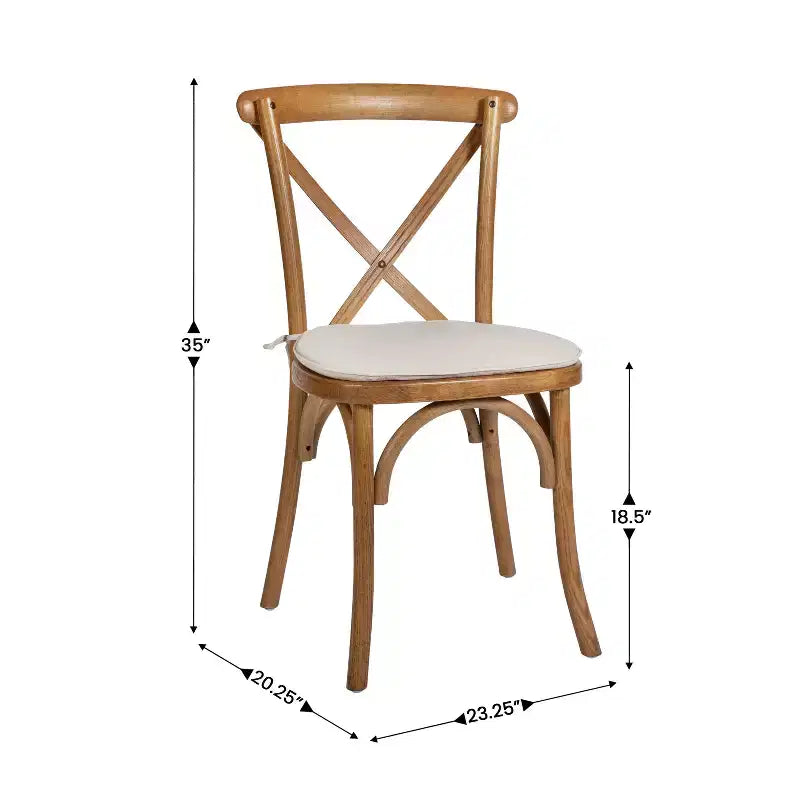 Chaise empilable en bois à dossier croisé Flash Furniture série HERCULES avec coussin
