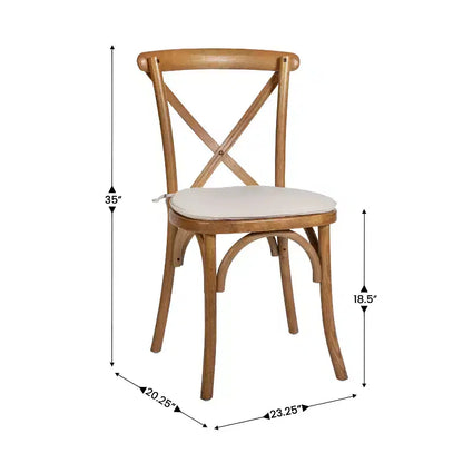 Chaise empilable en bois à dossier croisé Flash Furniture série HERCULES avec coussin