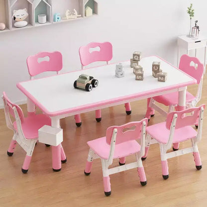 Table et 6 Chaises pour Enfants - Table d'Activités et de Repas à Hauteur Réglable pour Tout-Petits de 3 à 10 Ans, 136 kg