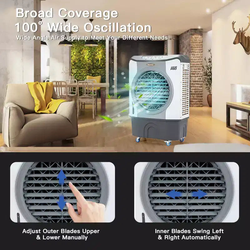 Refroidisseur évaporatif industriel Costway 3450CFM Ventilateur de refroidissement 4-en-1 Réservoir de 45 L
