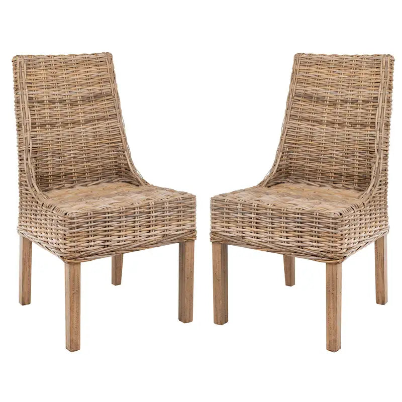 SAFAVIEH Charolette Chaises d'intérieur en osier marron à accoudoirs inclinés (lot de 2) - 20 x 24 x 39 - 20Lx24Px39H