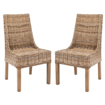 SAFAVIEH Charolette Chaises d'intérieur en osier marron à accoudoirs inclinés (lot de 2) - 20 x 24 x 39 - 20Lx24Px39H