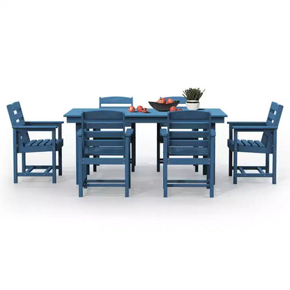 Set da pranzo da esterno Hyleory 7 pezzi, tavolo rettangolare da 170 cm con foro per ombrellone e 6 sedie
