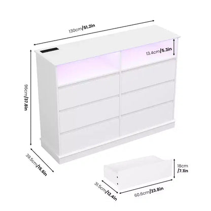 Comò per camera da letto, cassettiera a 6 cassetti, mobile a 6 cassetti con spazio aperto, armadietto moderno di grande capacità, soggiorno, corridoio
