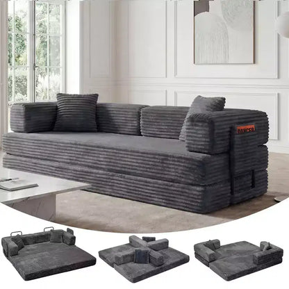 80,7 Divano letto trasformabile 5 in 1 – Velluto a coste, 544 kg, Nessun assemblaggio