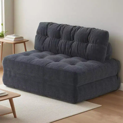 Divano Letto Futon Pieghevole in Velluto a Coste, Sedia Convertibile da Pavimento con Cuscino e Supporto per la Schiena