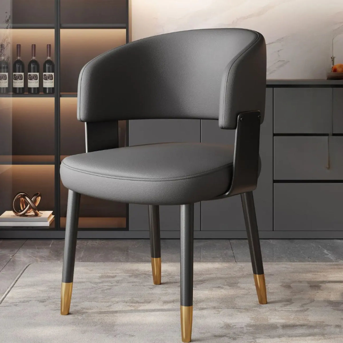 Sedia da pranzo moderna glamour rivestita in pelle