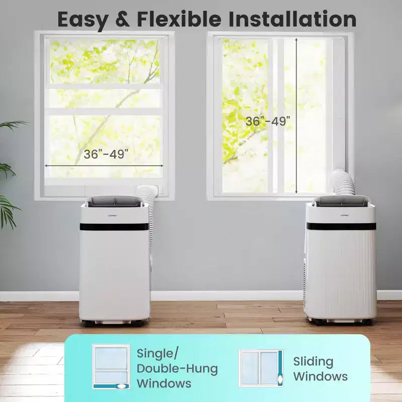 Costway Climatiseur portable 12000 BTU avec ventilateur et déshumidificateur, mode veille, minuterie 24h