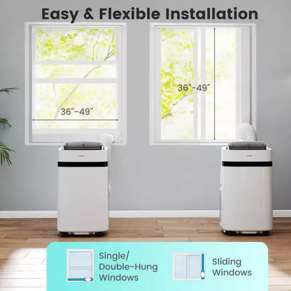 Costway Climatiseur portable 12000 BTU avec ventilateur et déshumidificateur, mode veille, minuterie 24h
