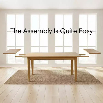 Set da pranzo da 9 pezzi con prolunga, include 6 sedie senza braccioli e 2 poltrone in lino neutro, gambe in legno massello, stile moderno-Panipeachy