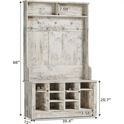 Banc de rangement d'entrée 3-en-1 avec patère