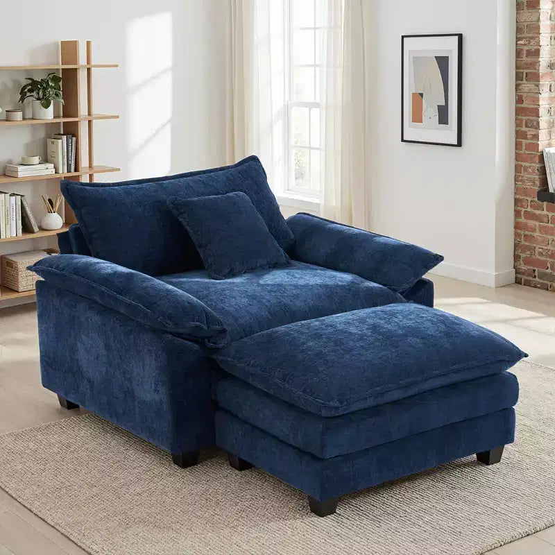 Poltrona a sacco oversize in ciniglia EHMKNP con pouf