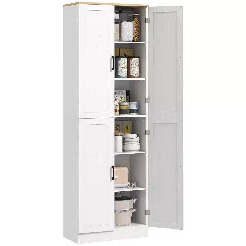 HOMCOM 67 Dispensa da Cucina Autoportante, Armadio Contenitore a 4 Ante con Ripiani e Ante Regolabili