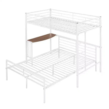 Lit superposé en métal une place sur deux places avec bureau, lit mezzanine une place avec lit inférieur double séparé pour enfants