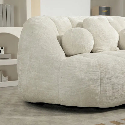 Fauteuil de salon en chenille blanc 63,78 cm avec rembourrage en mousse haute densité