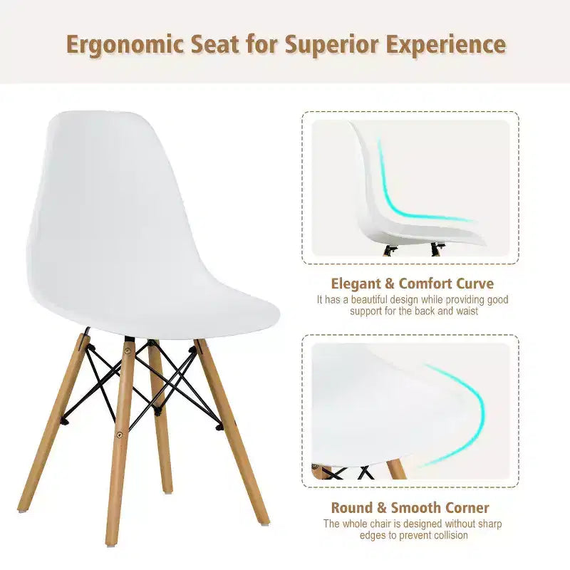 Costway Set di 4 Sedie da Pranzo Moderne Senza Braccioli per Casa e Ufficio con Gambe in Legno Bianco/Nero/Blu