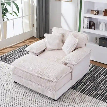 56.9 W Poltrona Oversize con Pouf, Poltrona da Lettura per Camera da Letto, Divano Letto Pigro, Poltrona Reclinabile Singola Moderna Oversize