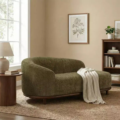 ModernLuxe Chaise Longue, Divano Moderno Metà Secolo con Struttura in Legno di Gomma, Daybed Orientato a Sinistra per Soggiorno