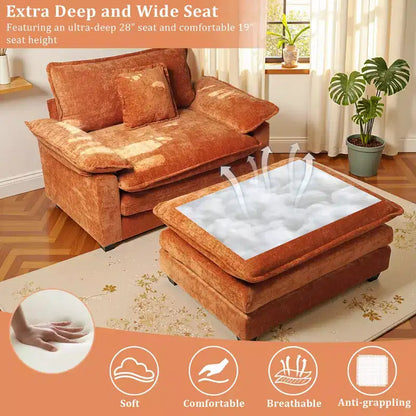 Poltrona a sacco oversize in ciniglia EHMKNP con pouf