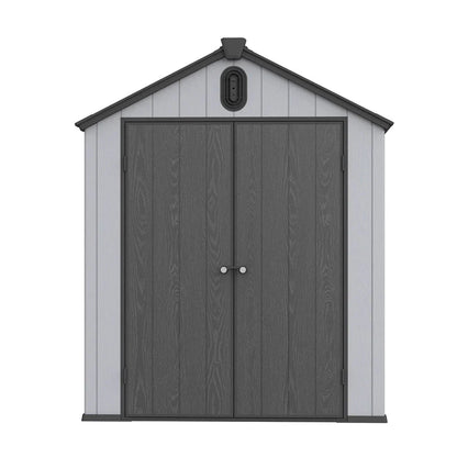 Casetta da giardino in resina per esterni, in plastica, per tutte le stagioni, con pavimento, 6 x 4 piedi/6 x 8 piedi/8 x 6 piedi/8 x 10 piedi, Spire Tool Shed