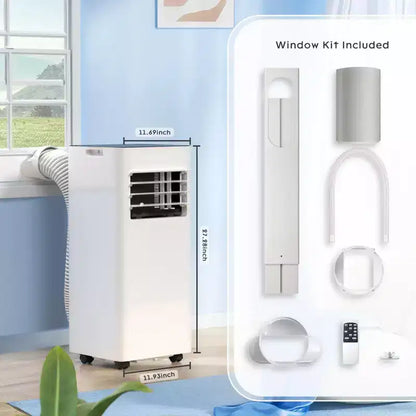 Climatiseur portable, 8000 BTU, 3 modes et 2 vitesses avec télécommande, minuterie 24h pour chambre/bureau, blanc