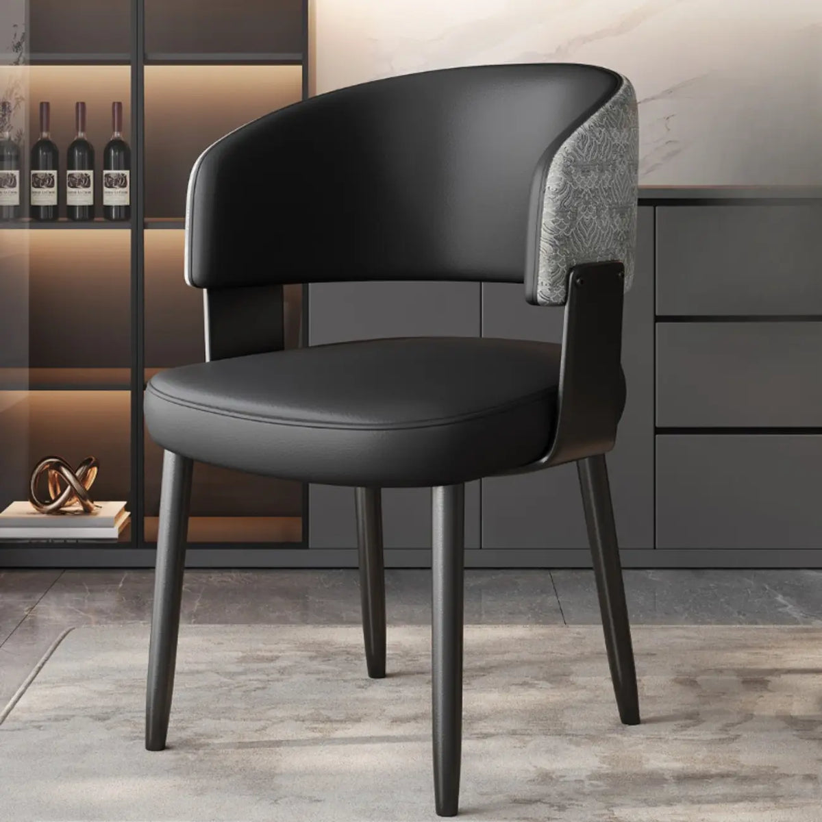 Sedia da pranzo moderna glamour rivestita in pelle