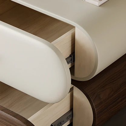Comodino moderno bicolore con cassetti contenitori
