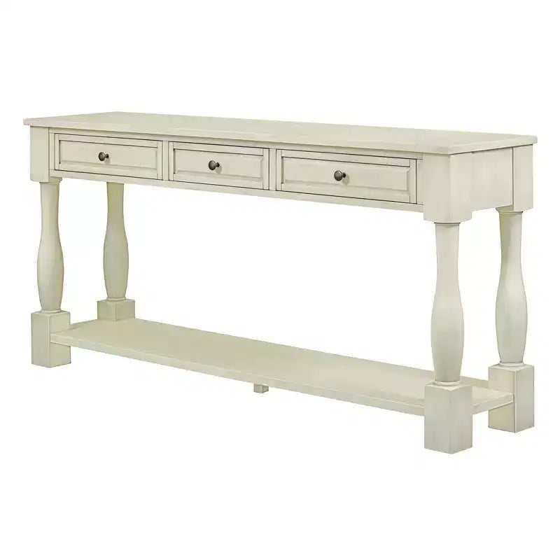 Whisen Console Longue Rectangulaire en Bois de Style Méditerranéen avec Tiroirs et Étagère