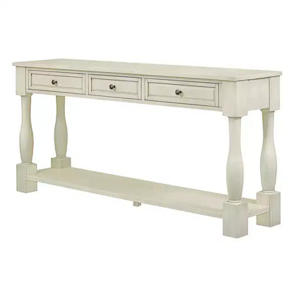 Whisen Console Longue Rectangulaire en Bois de Style Méditerranéen avec Tiroirs et Étagère